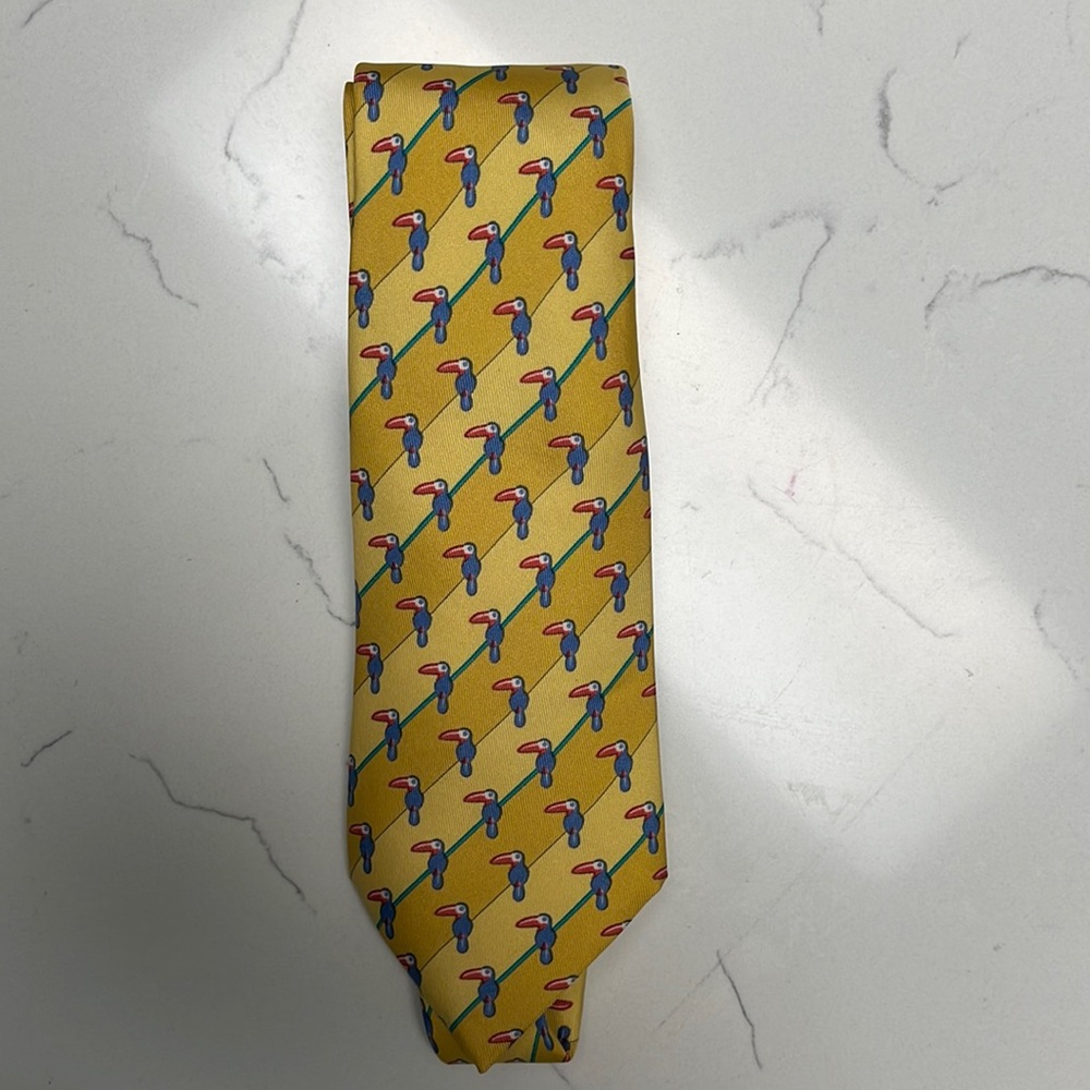 HERMÈS Nieman Marcus Toucan print tie